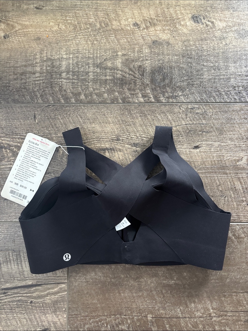 Lululemon Enlite Black Crisscross Back Sports Bra size 36B - Picture 5 of 9